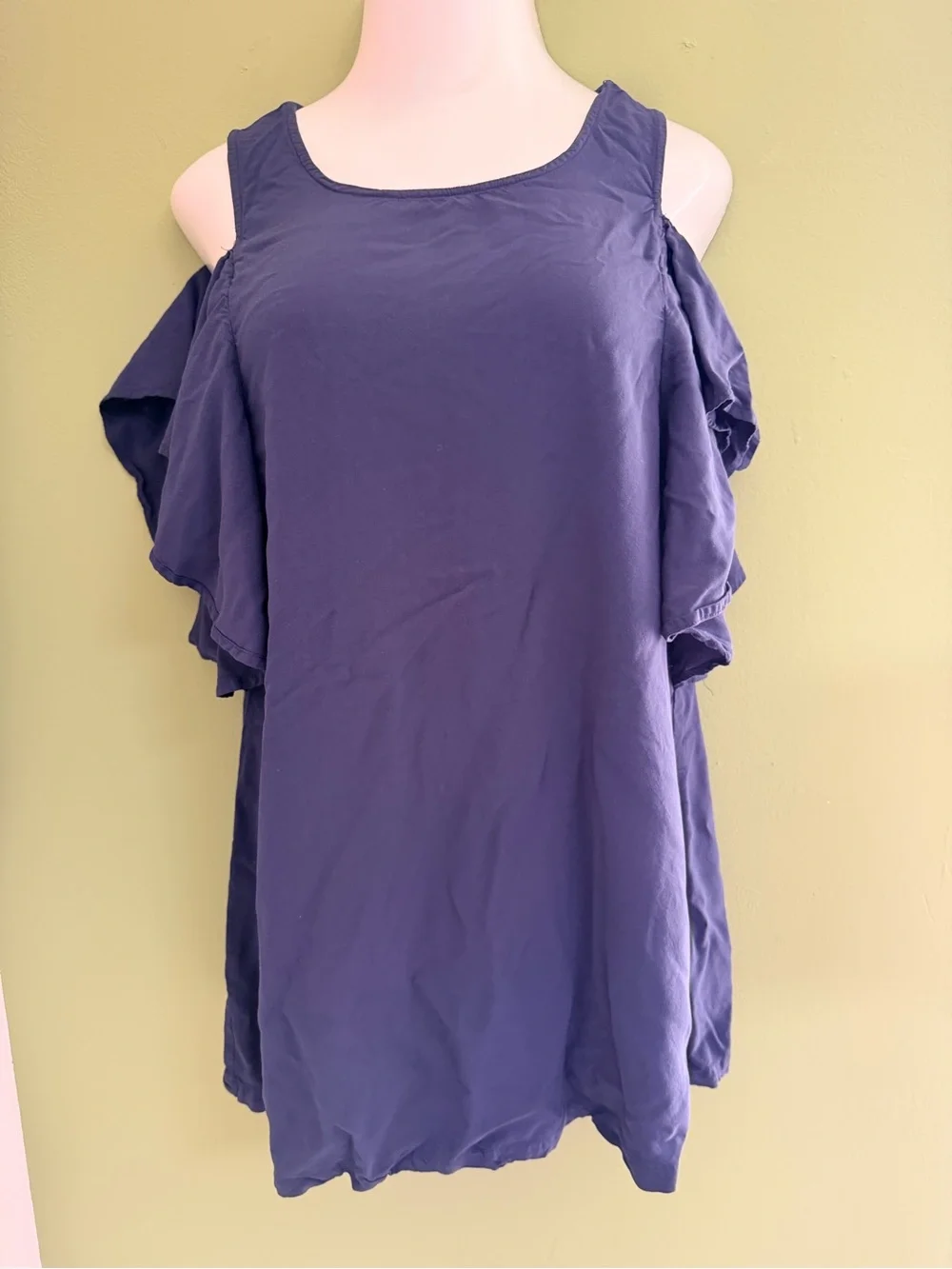 Michael Kors Navy Cold-Shoulder Ruffle dress